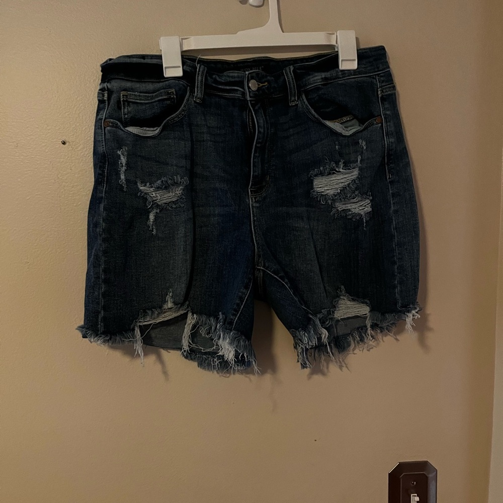 Judy Blue Dark Blue Distressed Jean Shorts